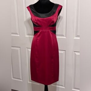 London Times | Women’s Black Red Sleeveless Knee Length Evening Office Dress 4